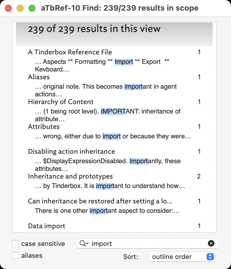 Find results stand-alone dialog