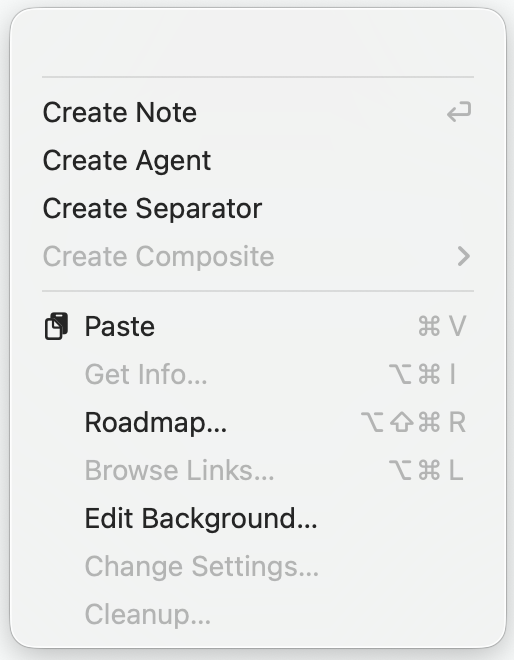 View pane, pop-up menu