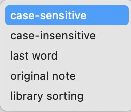 Sort Transform pop-up list