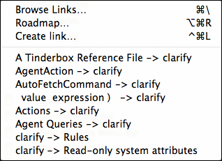 Outline/Map/Chart Views: Links pop-up menu
