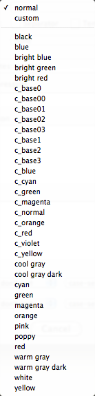 Color pop-up menu