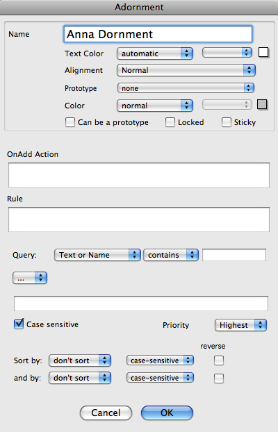 Create Adornment dialog