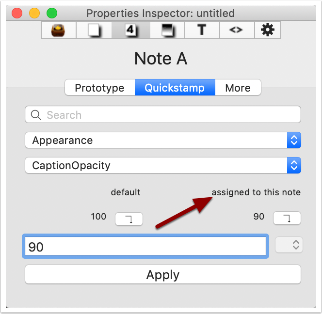 Understanding the default buttons - a single note with locally set value