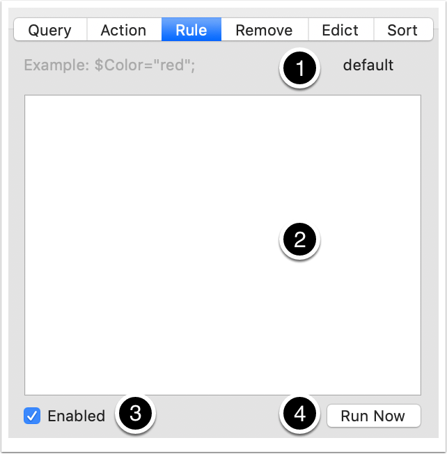 Action Inspector - Rule tab