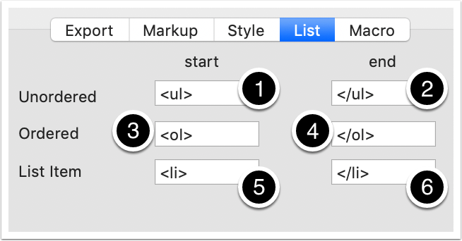 HTML Inspector - List tab