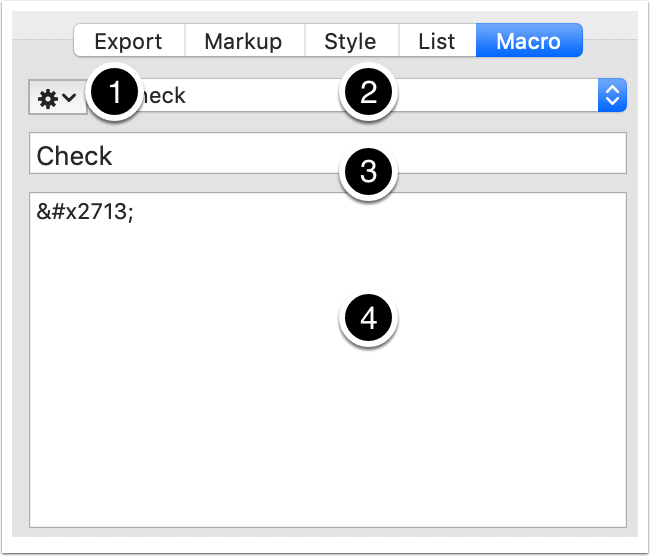 HTML Inspector - Macro tab