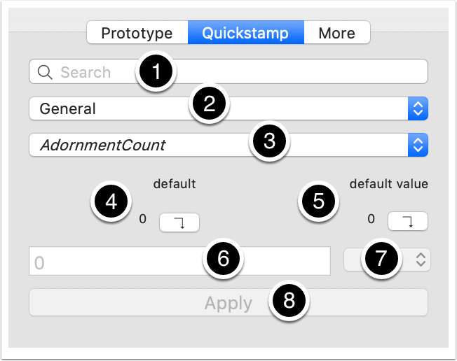 Properties Inspector - Quickstamp tab