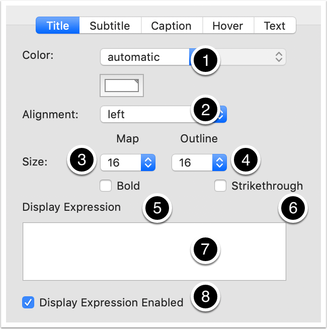 Text Inspector - Title tab