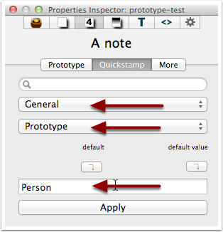 Inspector - Properties Inspector - Quickstamp tab